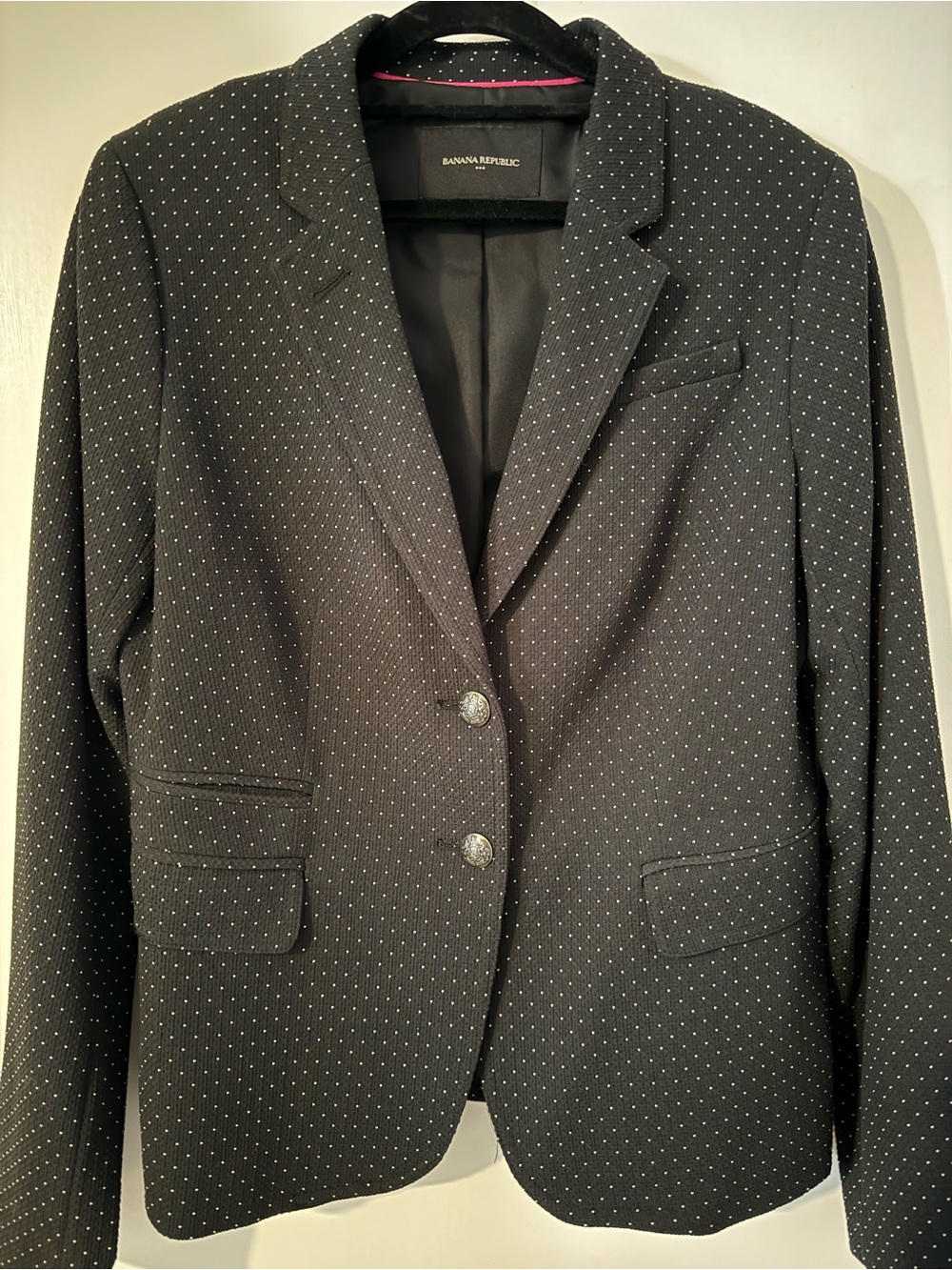 Banana Republic Black Blazer with White Microdots